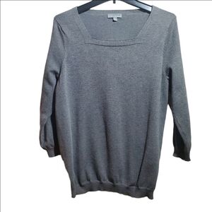 JOSEPH A. Gray Knit Sweater with Square Neckline Woman's Size Large